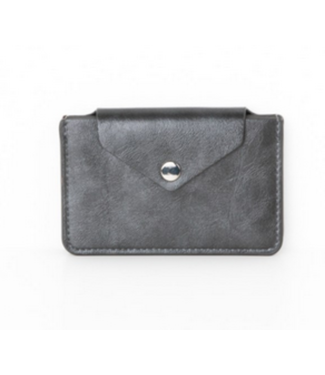 Caracol 3 Compartment Card Holder with Snap - Hematite