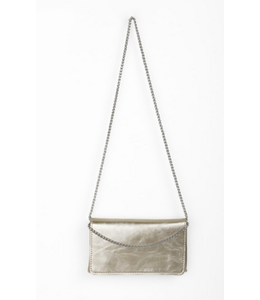 Caracol Handbag with Chain Strap & Flap Closure - Gold