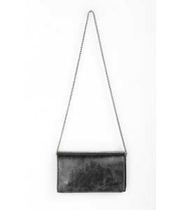 Caracol Handbag with Chain Strap & Flap Closure - Hematite