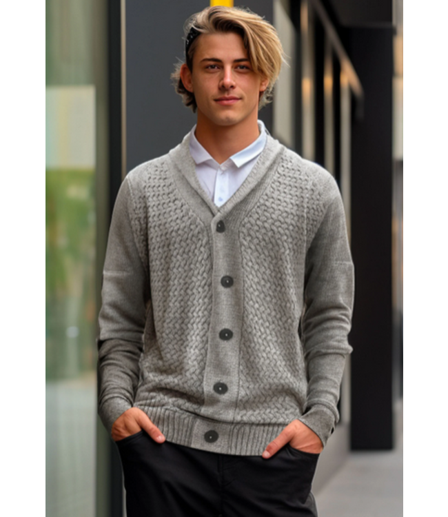 Point Zero men Men Shawl Collar Sweater - Textured Taupe
