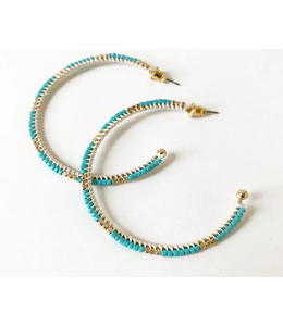 Caracol Beaded hoops - Turquoise and gold