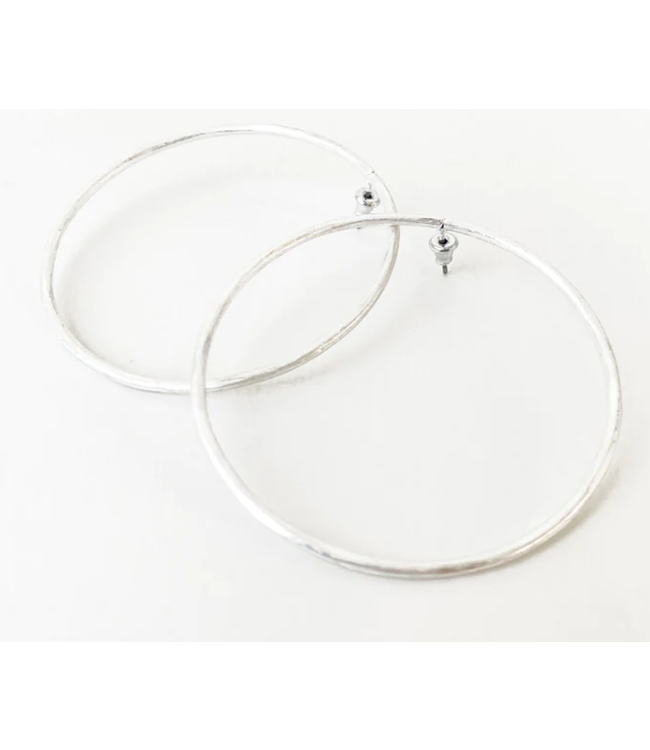 Caracol Big hoops with worn finish- Silver