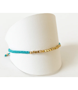 Caracol Delicate beaded bracelet- Turquoise and Gold