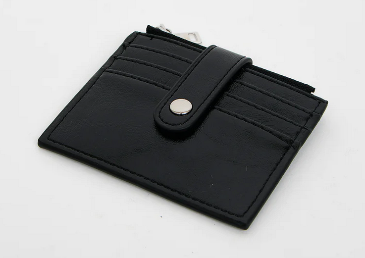 小物 DAILY COIN AND CARD HOLDER Caracol- Small Card wallet with coin purse- Black - The Loop
