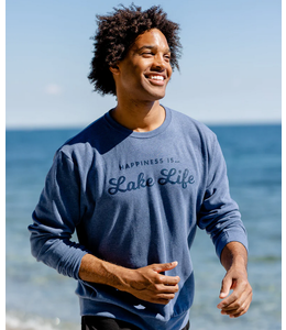 Happiness is... Men's Lake Life Sweatshirt - Heather Navy
