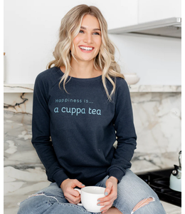 Happiness is... Cuppa Tea Crew Sweatshirt - True Navy
