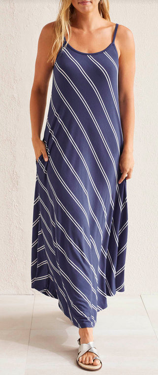 Navy and white striped clearance maxi dress