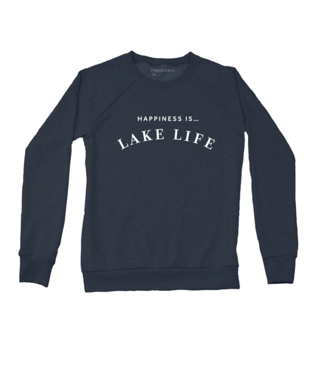 Happiness is... -Lake Life Crew Sweatshirt - True Navy
