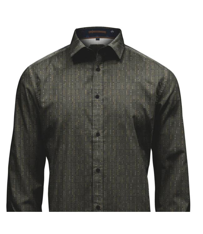 Point Zero men Long sleeve Stretch Shirt - Pine with Dots