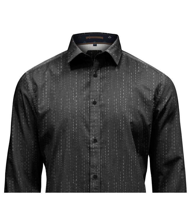 Point Zero men Long sleeve Stretch Shirt - Black with Waves