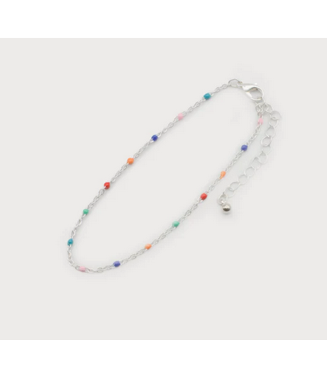 Caracol Silver Anklet with Coloured Beads