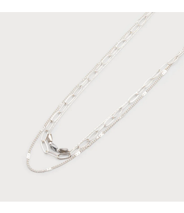Caracol -Triple chain with glass beads- Silver