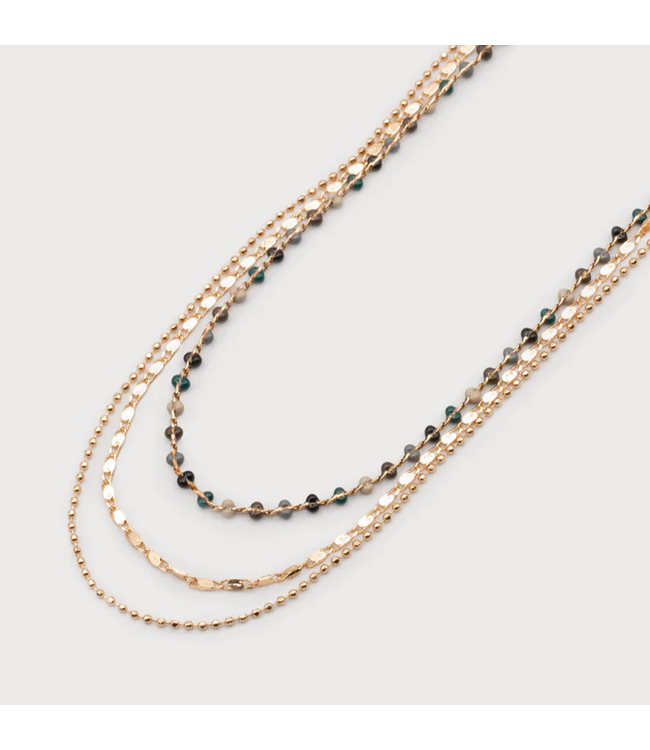 Caracol - Delicate Triple chain- Gold with muted beads