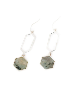 Caracol Silver Earrings on Hooks with Natural Stones
