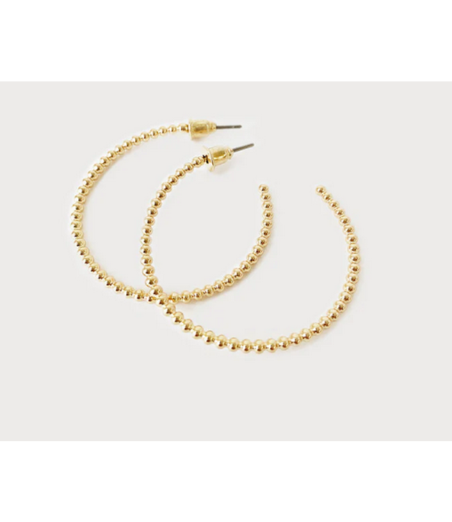 Caracol Gold Metal Beaded Hoops on Posts
