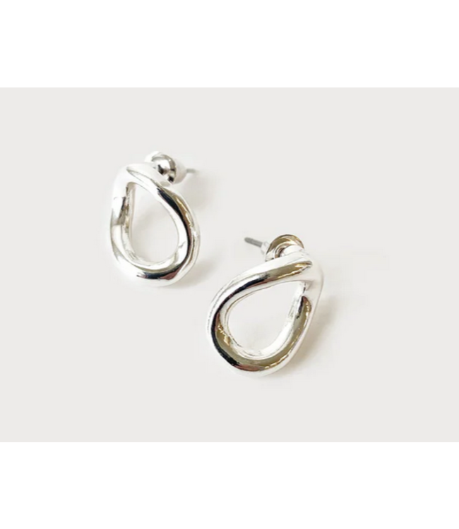 Caracol Small Silver Twisted Earrings on Posts