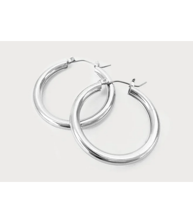 Caracol Small Thick Silver Hoops