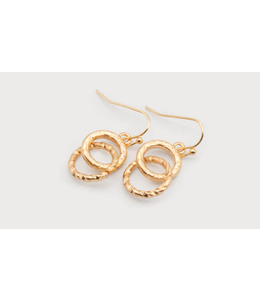 Caracol Textured Double Gold Hoops on Hooks