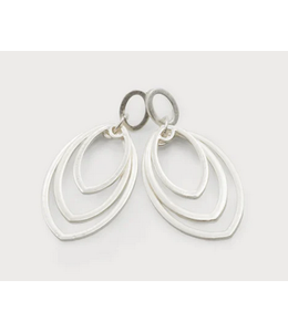 Caracol -Silver Trio Of Leaves Earrings