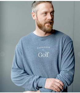 Happiness is... -Mens Golf-Heathered Blue