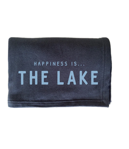 Happiness is... - Lake  blanket- Navy blue