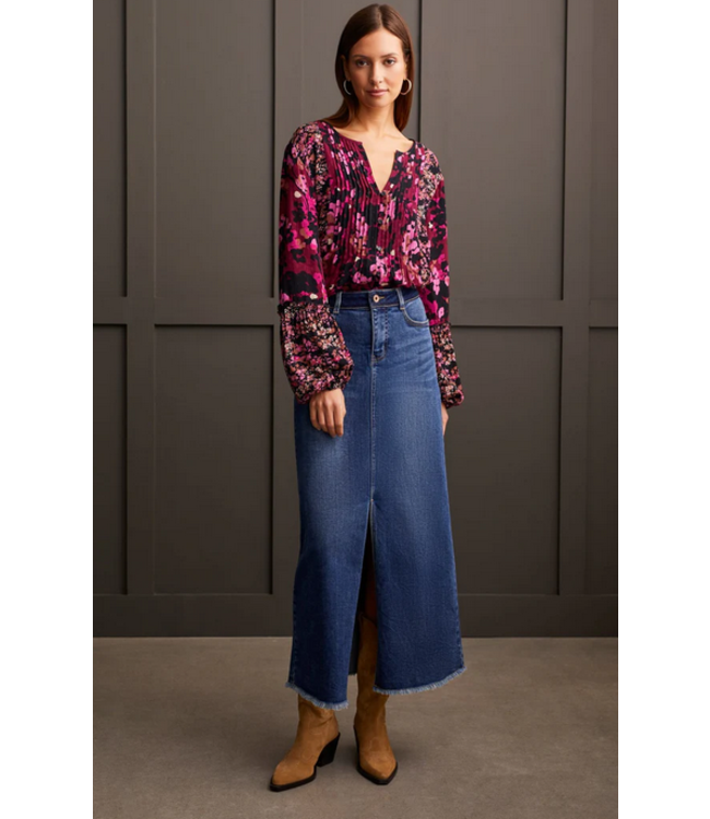 5 pocket long denim skirt Soft Indigo