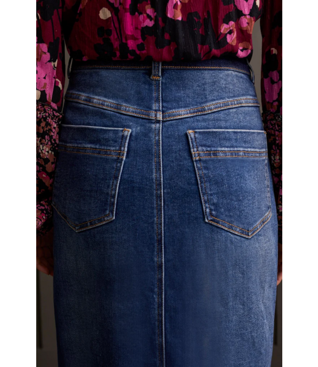 Tribal - 5 pocket long denim skirt- Soft Indigo