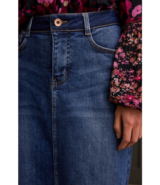 Tribal - 5 pocket long denim skirt- Soft Indigo