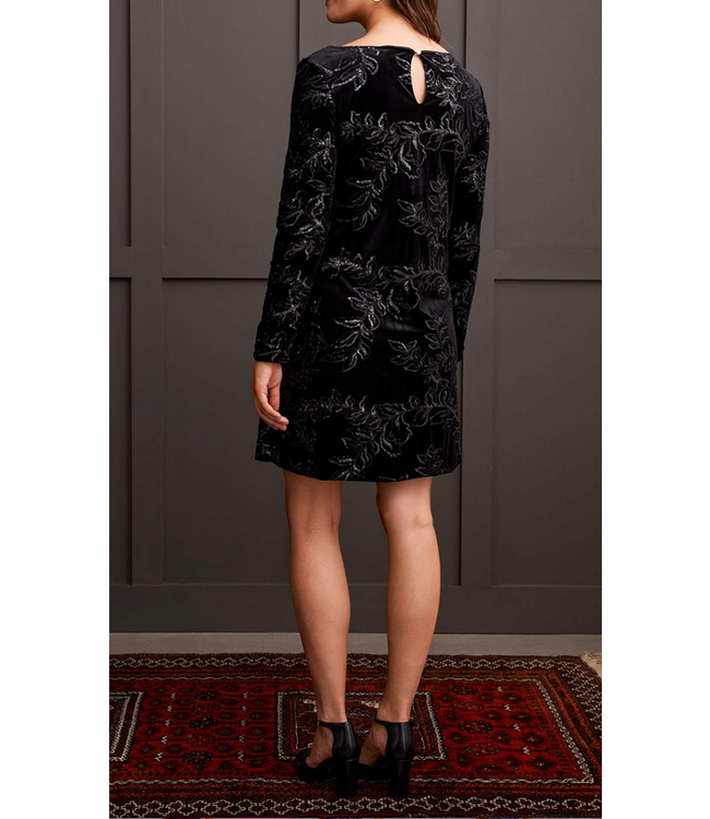 Tribal -Lined  Sparkle Dress- Black