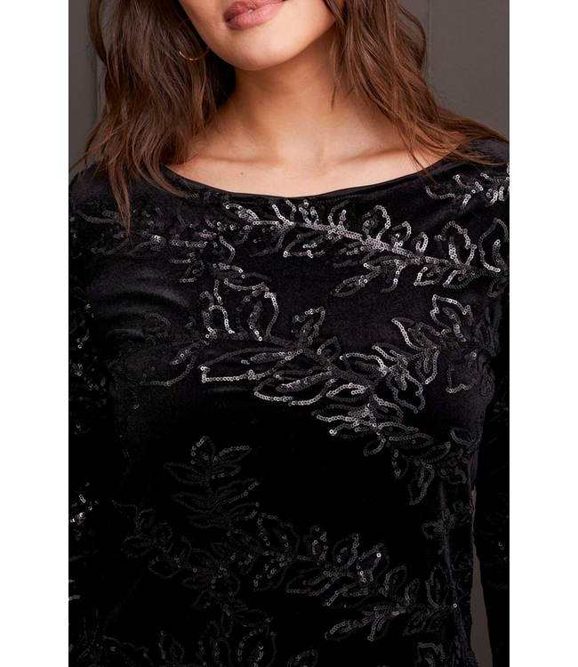 Tribal -Lined  Sparkle Dress- Black