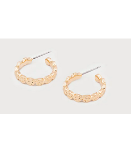 Caracol - C4 Textured Small Hoops on Posts - Gold
