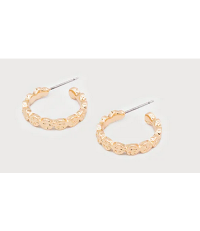 Caracol - C4 Textured Small Hoops on Posts - Gold