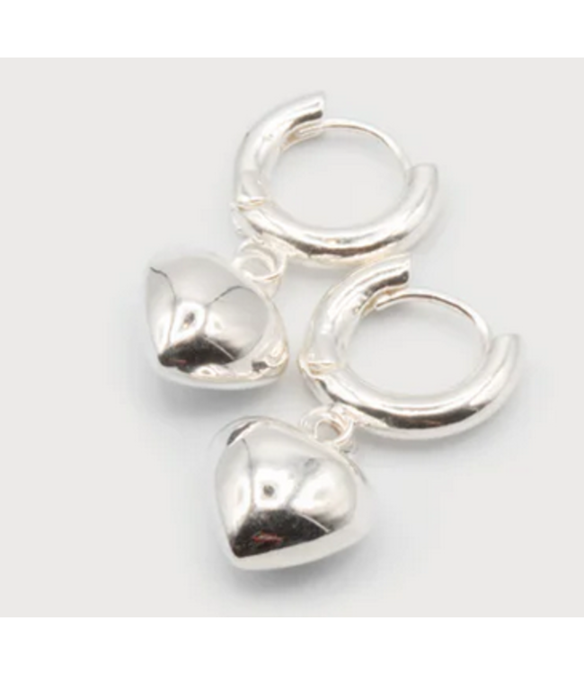 Caracol - C4 Heart Charm on Hoops - Silver