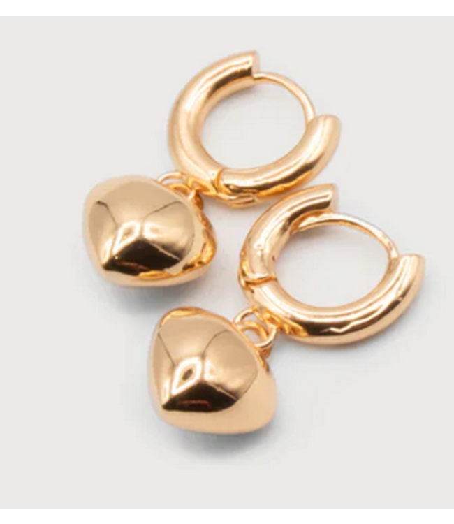 Caracol - C4 Heart Charm on Hoops - Gold