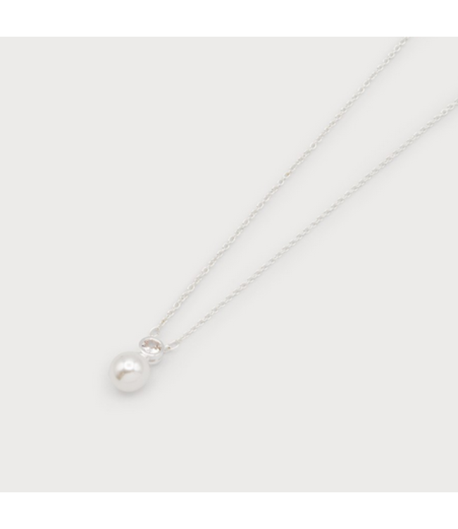 Caracol - Delicate Chain with Faux Pearl & Crystal - Silver
