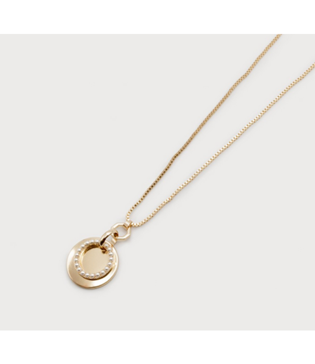 Caracol - Dbl Rings & Mini Pearls Pendant Adj Chain - Gold