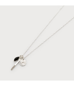 Caracol - Pendant with Disc, Nat Stone, Metal Stick - Silver