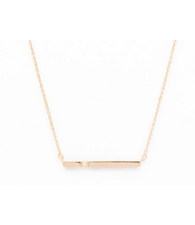 Caracol - Mini Crystal on Bar Pendant on Delicate Chain - Gold
