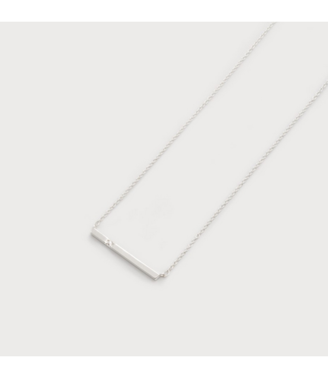 Caracol - Mini Crystal on Bar Pendant on Delicate Chain - Silver