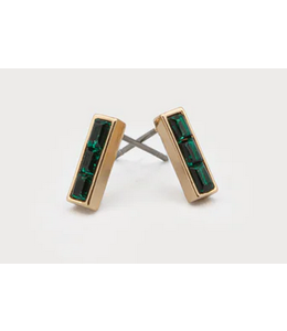 Caracol - Mini Crystal Stud Earrings-Green