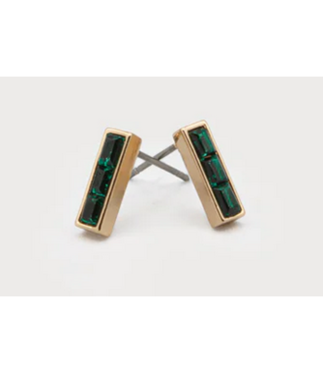 Caracol - Mini Crystal Stud Earrings-Green