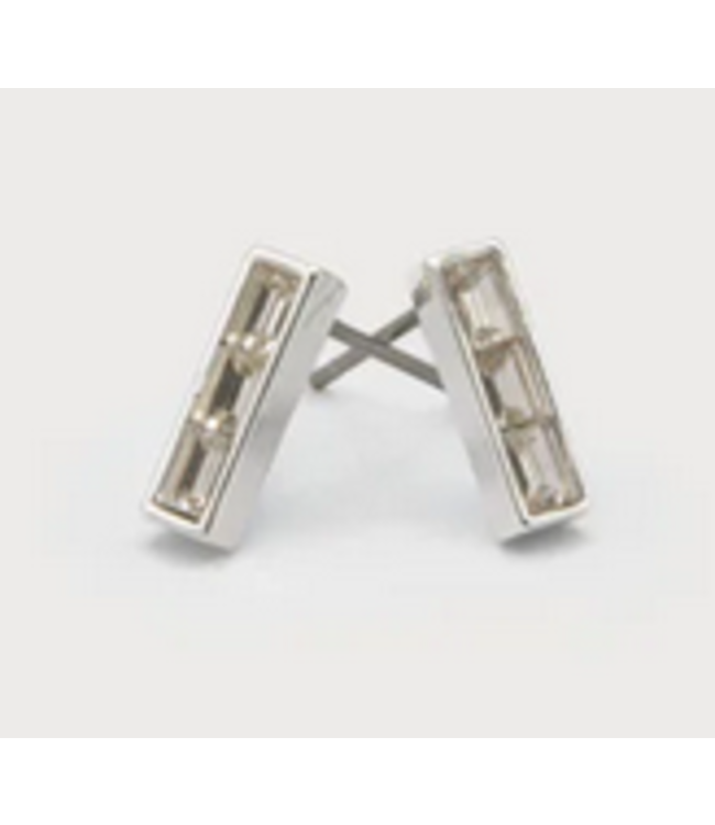 Caracol - Mini Crystal Stud Earrings-Silver