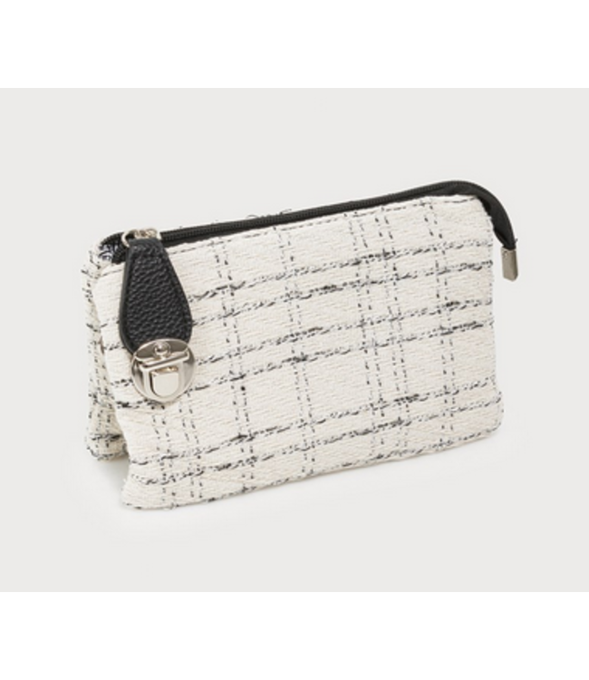 Caracol - Crossbody with wristlet & strap-White & Black