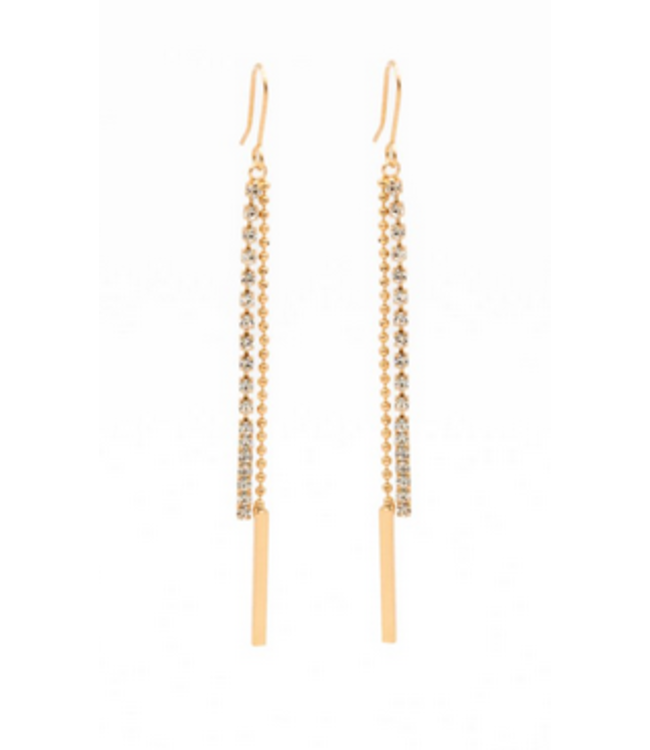 Caracol - Gold Long  & Double Chains With Crystal Earrings