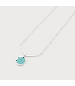 Caracol - Necklace  Metal & Stone Pendant- Turquoise