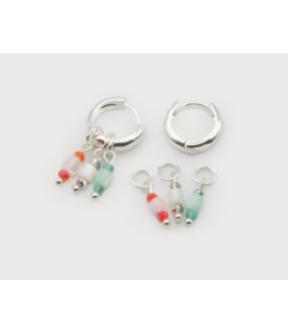 Caracol - Small silver hoop earrings with glass beads