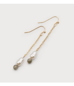 Caracol -Gold mini pearl & grey  stone