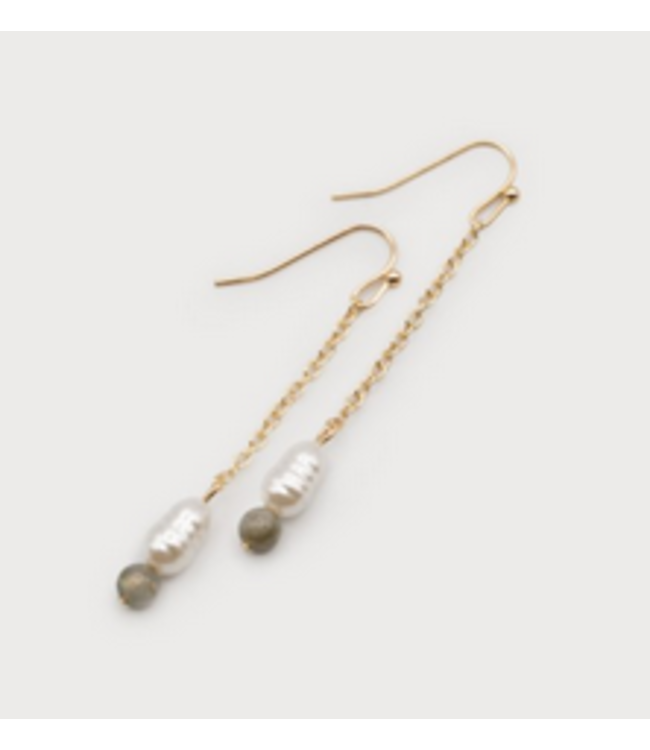 Caracol -Gold mini pearl & grey  stone