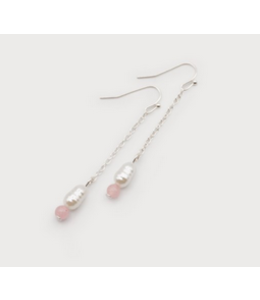 Caracol -Silver mini pearl &  pink stone