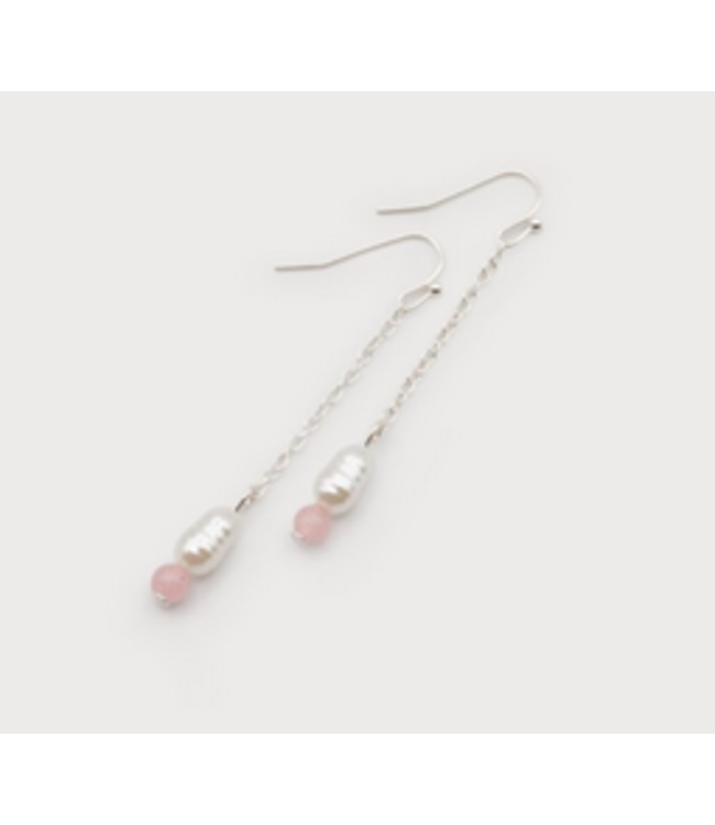 Caracol -Silver mini pearl &  pink stone